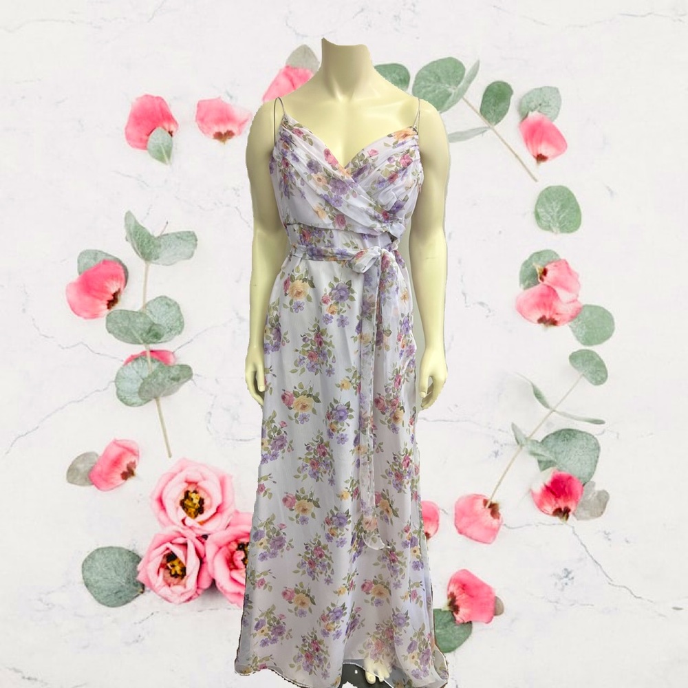 AFTER SIX BRIDESMAIDS PROM FLORAL SHIFFON LLONG DRESS IN SIZE 12